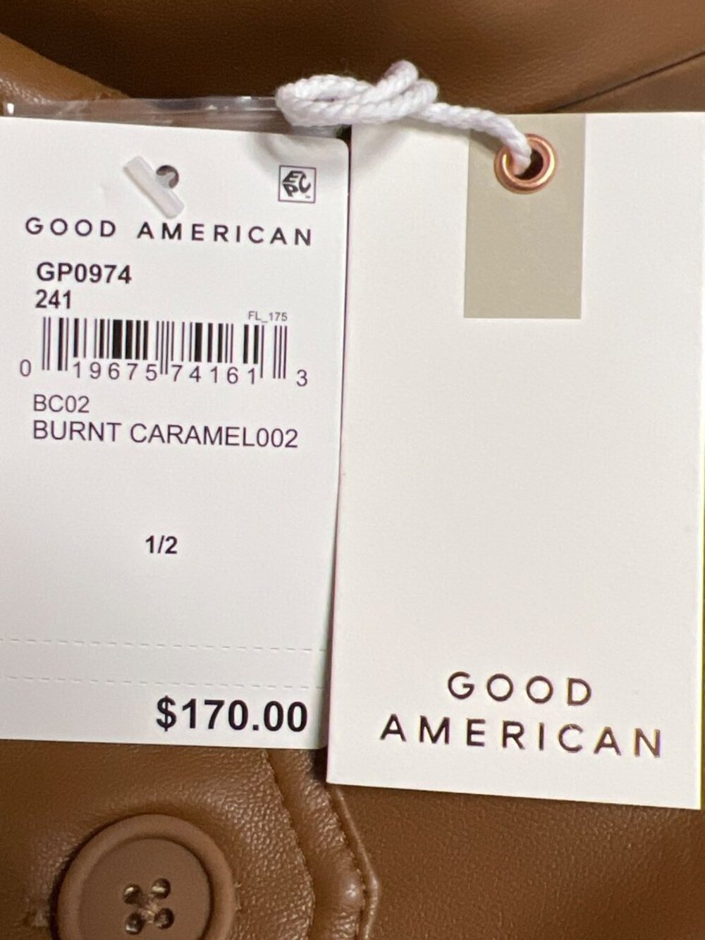 Good American Better Than Leather Shacket S/M Burnt Caramel Faux Leather NWT - Picture 11 of 11